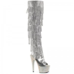 Pleaser Bejeweled-3019RSF-7 Hoge Hakken Dames Zilver | BYKFJ-BE