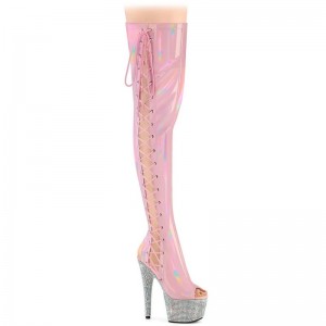 Pleaser Bejeweled-3052HG-7 Hologram Hoge Hakken Dames Roze Zilver | NZHSP-BE
