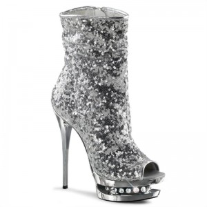 Pleaser Blondie-R-1008 Laarzen Dames Zilver | JRNAM-BE