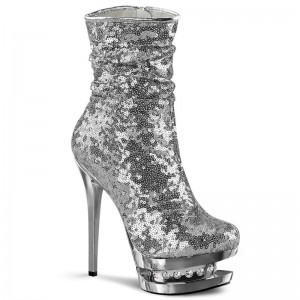 Pleaser Blondie-R-1009 Laarzen Dames Zilver | XBIEU-BE