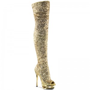 Pleaser Blondie-R-3011 Hoge Hakken Dames Goud | ILUOQ-BE