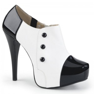 Pleaser Chloe-11 Laarzen Dames Zwart Wit | NDUSJ-BE