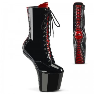 Pleaser Craze-1040FH Laarzen Dames Zwart Rood | UPIDY-BE