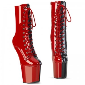 Pleaser Craze-1040TT Laarzen Dames Rood Zwart | QSMDP-BE