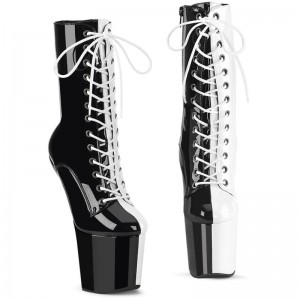 Pleaser Craze-1040TT Laarzen Dames Zwart Wit | SZXYH-BE