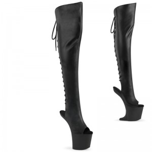 Pleaser Craze-3019 Vegan Leather Hoge Hakken Dames Zwart | GPCAI-BE
