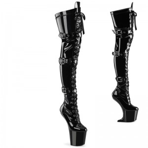 Pleaser Craze-3028 Hoge Hakken Dames Zwart | RNXUJ-BE