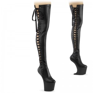 Pleaser Craze-3050 Vegan Leather Hoge Hakken Dames Zwart | PTFZX-BE