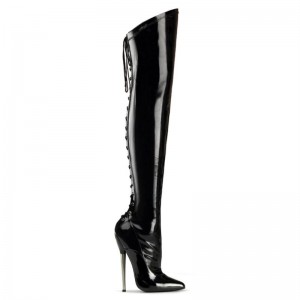Pleaser Dagger-3060 Hoge Hakken Dames Zwart | ORVFD-BE