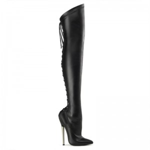 Pleaser Dagger-3060 Vegan Leather Hoge Hakken Dames Zwart | FUDXK-BE