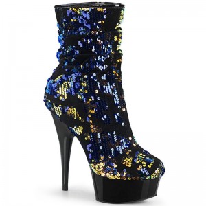 Pleaser Delight-1004 Laarzen Dames Blauw Zwart | CYEHB-BE