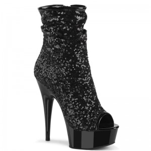 Pleaser Delight-1008SQ Laarzen Dames Zwart | ZKUEG-BE