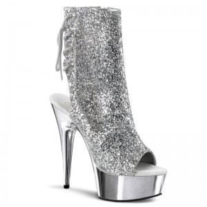 Pleaser Delight-1018G Laarzen Dames Zilver | QLGHX-BE