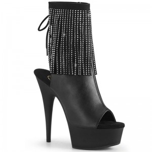 Pleaser Delight-1018RSF Vegan Leather Laarzen Dames Zwart | SUXOE-BE