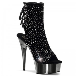 Pleaser Delight-1018RS Laarzen Dames Zwart Grijs | HACFU-BE