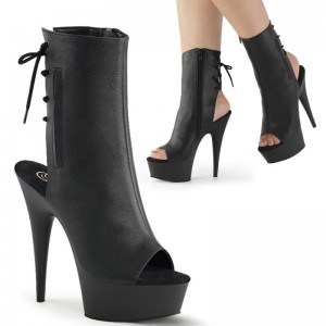 Pleaser Delight-1018 Vegan Leather Laarzen Dames Zwart | YKIDS-BE