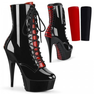 Pleaser Delight-1020FH Laarzen Dames Zwart Rood | TMIFK-BE