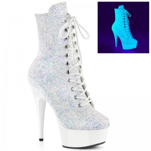 Pleaser Delight-1020LG Laarzen Dames Wit | RTBDE-BE