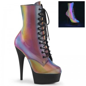 Pleaser Delight-1020REFL Laarzen Dames Gekleurd Zwart | AKSLC-BE