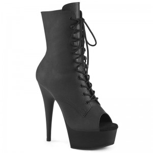 Pleaser Delight-1021 Vegan Leather Laarzen Dames Zwart | ZXQBA-BE