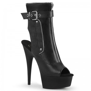 Pleaser Delight-1035 Vegan Leather Laarzen Dames Zwart | QBIWU-BE