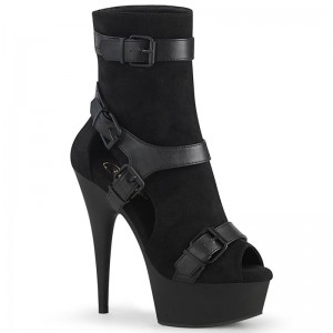 Pleaser Delight-1037 Vegan Leather Laarzen Dames Zwart | VSKNA-BE