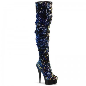 Pleaser Delight-3004 Hoge Hakken Dames Blauw Zwart | RTZSE-BE