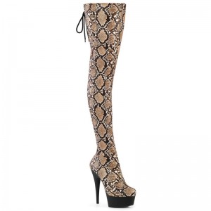 Pleaser Delight-3008SP-BT Snake Hoge Hakken Dames Bruin Zwart | LPOUR-BE
