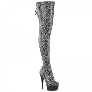 Pleaser Delight-3008SP-BT Snake Hoge Hakken Dames Grijs Zwart | LAYHF-BE
