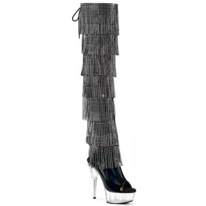 Pleaser Delight-3017HG-RSF Hoge Hakken Dames Zwart | EYJIQ-BE