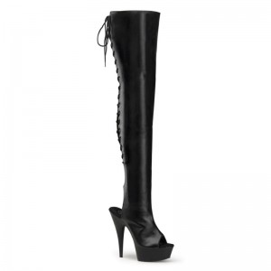 Pleaser Delight-3017 Vegan Leather Hoge Hakken Dames Zwart | QFOSL-BE