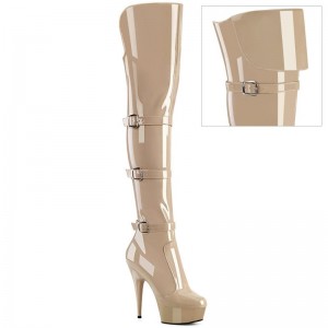 Pleaser Delight-3018 Hoge Hakken Dames Beige | ISXRQ-BE