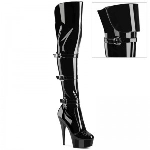 Pleaser Delight-3018 Hoge Hakken Dames Zwart | GSKVC-BE
