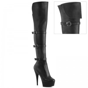 Pleaser Delight-3018 Vegan Leather Hoge Hakken Dames Zwart | TLXOB-BE