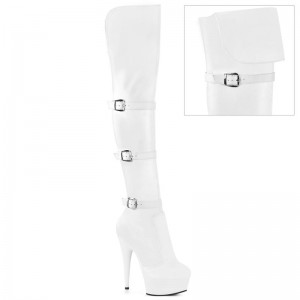 Pleaser Delight-3018 Vegan Leather Hoge Hakken Dames Wit | URLNM-BE