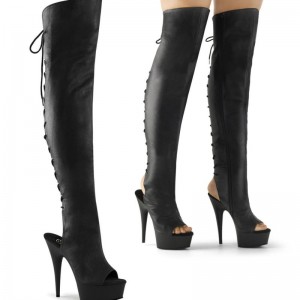 Pleaser Delight-3019 Vegan Leather Hoge Hakken Dames Zwart | ZDOUF-BE