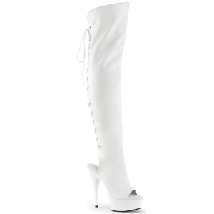 Pleaser Delight-3019 Vegan Leather Hoge Hakken Dames Wit | LBRIS-BE
