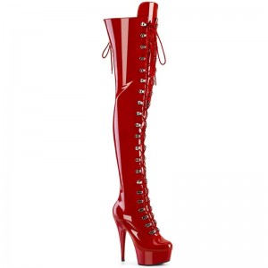 Pleaser Delight-3022 Hoge Hakken Dames Rood | KEHJX-BE