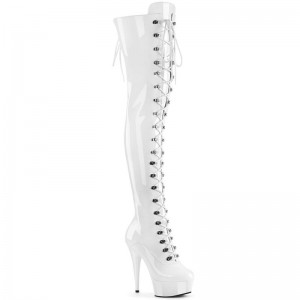 Pleaser Delight-3022 Hoge Hakken Dames Wit | FAGTB-BE
