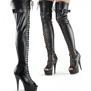 Pleaser Delight-3025 Vegan Leather Hoge Hakken Dames Zwart | CXJFQ-BE