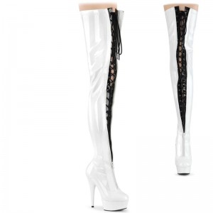 Pleaser Delight-3027 Hoge Hakken Dames Zwart Wit | BCHUT-BE