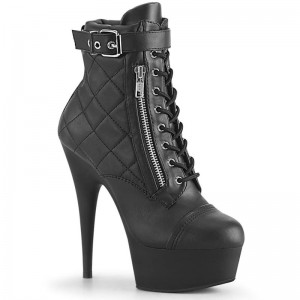 Pleaser Delight-600-05 Vegan Leather Laarzen Dames Zwart | HCNZL-BE