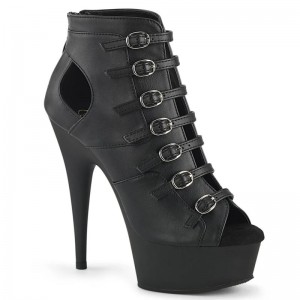 Pleaser Delight-600-11 Vegan Leather Laarzen Dames Zwart | AETCF-BE