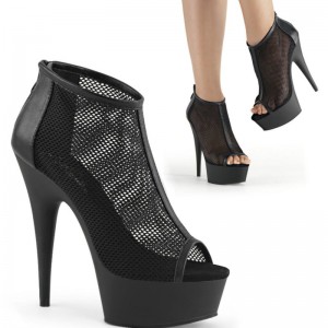 Pleaser Delight-600-12 Vegan Leather Laarzen Dames Zwart | WVHME-BE