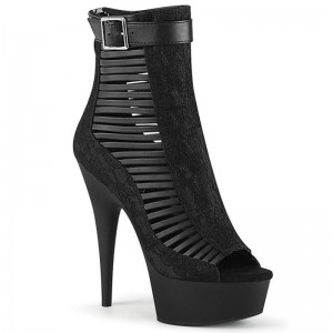 Pleaser Delight-600-27LC Vegan Leather Laarzen Dames Zwart | GDUNP-BE