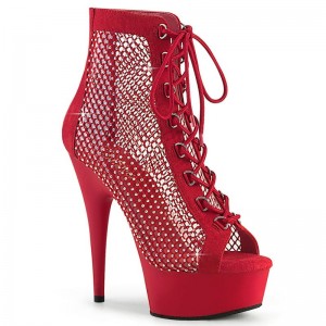 Pleaser Delight-600-33RM Laarzen Dames Rood | BNLOJ-BE