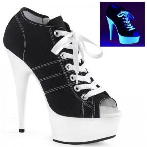 Pleaser Delight-600SK-01 Laarzen Dames Zwart Wit | EFLXK-BE