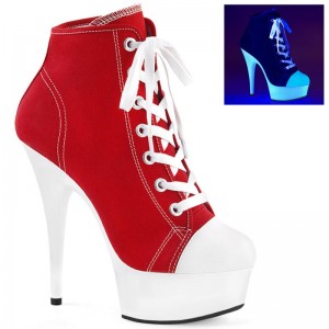 Pleaser Delight-600SK-02 Laarzen Dames Rood Wit | KFGPO-BE