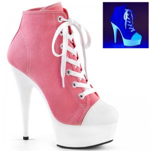 Pleaser Delight-600SK-02 Laarzen Dames Roze Wit | FEHSX-BE