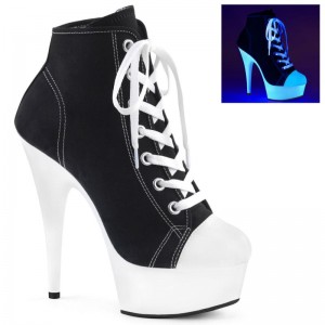 Pleaser Delight-600SK-02 Laarzen Dames Zwart Wit | RVOMU-BE